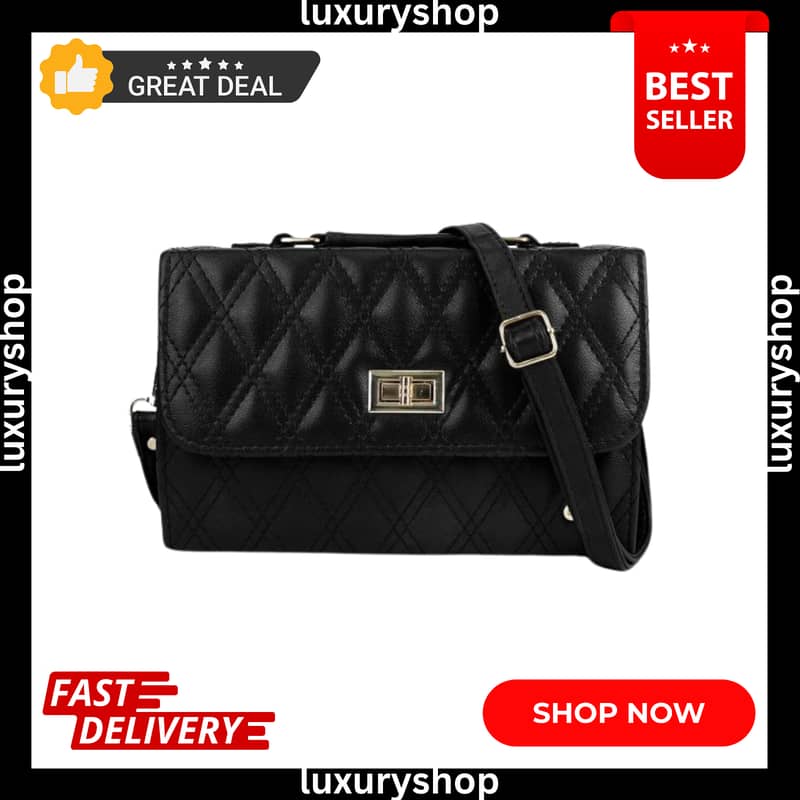 Crossbody Shoulder Hand Bag For Girls & Women - Black Color 0