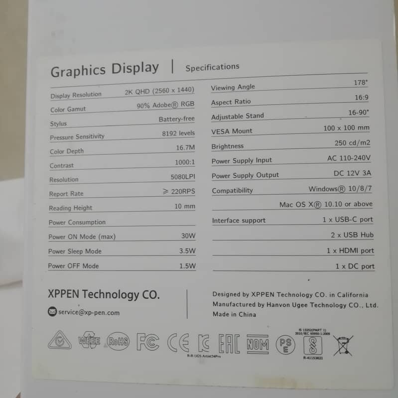 XP Pen Artist 24 Pro Graphics Tablet 2k display 12