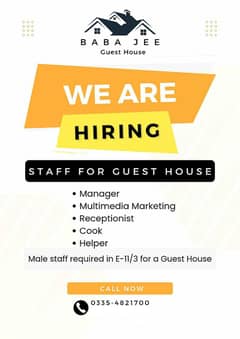 Staff Required for Guest House E-11/3 0