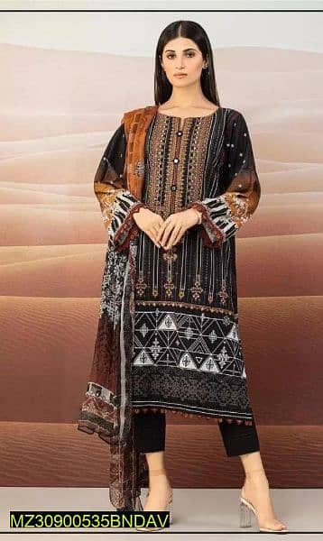 3 Pcs women's Unstitched viscose Printed suit 0