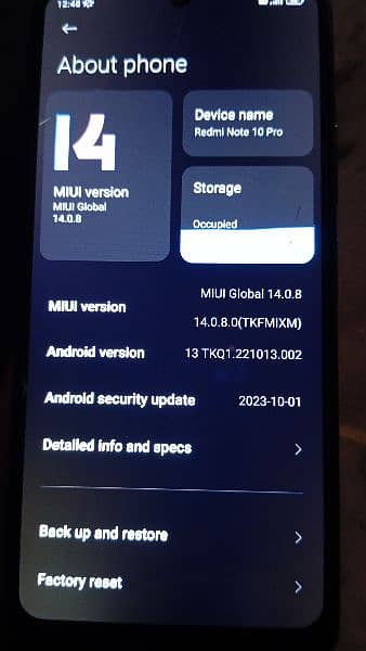 redmi note 10 pro 8/128 10/09 condition 4