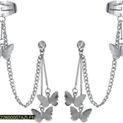 Pair of Alloy Silver Plated Butterfly Design Ear  Clip Earrings 0