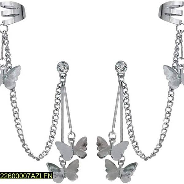 Pair of Alloy Silver Plated Butterfly Design Ear  Clip Earrings 0