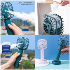 Rechargeable Handy Mist Humidifier Fan With 3 Speed Control