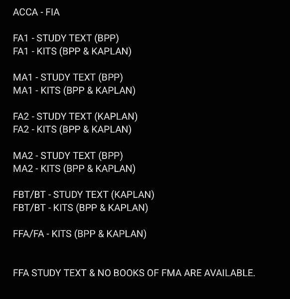 ACCA FIA BOOKS (Except F2) 1