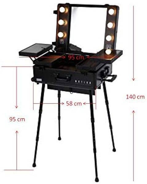 Makeup Train Stand case Cosmetics Station Makeup Artist Salon Trolley 1