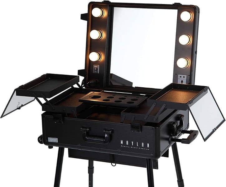 Makeup Train Stand case Cosmetics Station Makeup Artist Salon Trolley 6