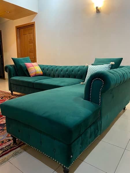 L Shape Sofa | 7 seater sofa | seven seater sofa | velvet sofa 1