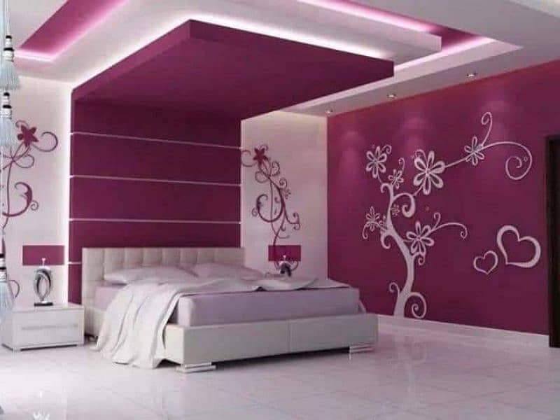 False Ceiling,Gypsum Board,3D Wallpaper,Vinyle Wood Floor,Pvc,Blinds 16