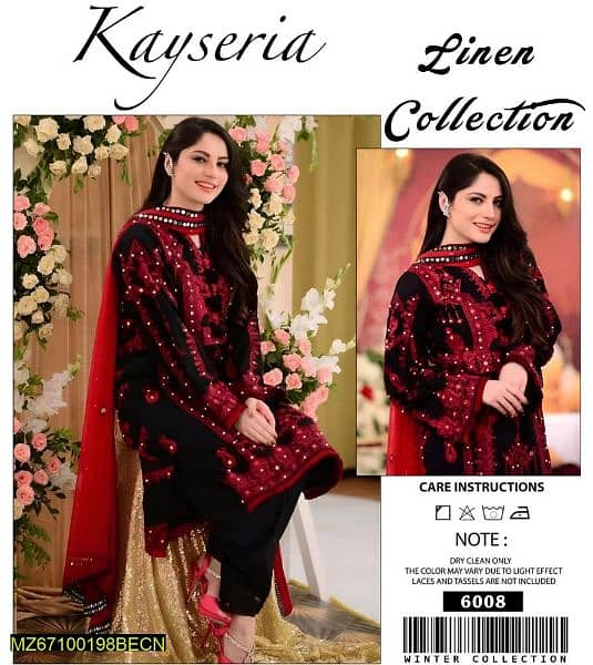 3 pics unstitched lown unbodered suit women 03281122399 2