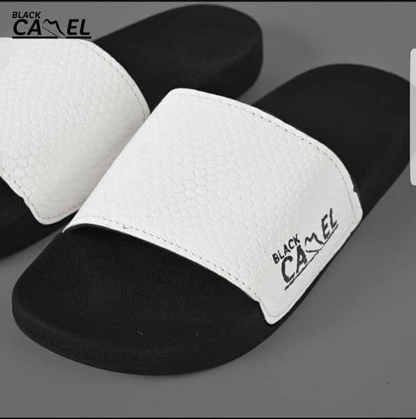 Black Camel Cobra Texture Slide White Slipper 2