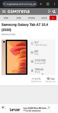 Samsung Tablet A7 ( Read full add )