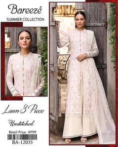 3Pcs women’s unstitched lawn embroidered suit