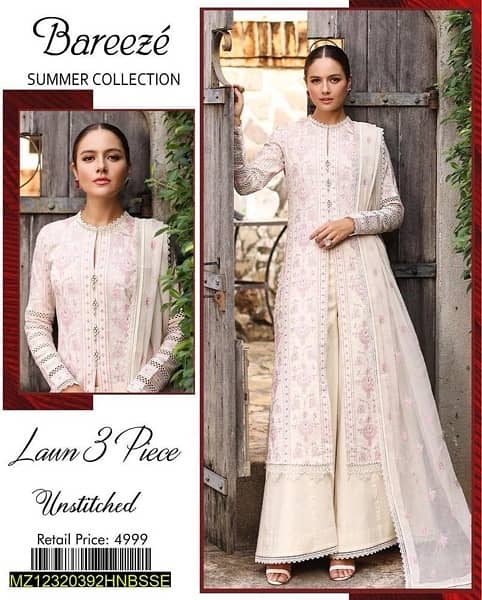 3Pcs women’s unstitched lawn embroidered suit 1