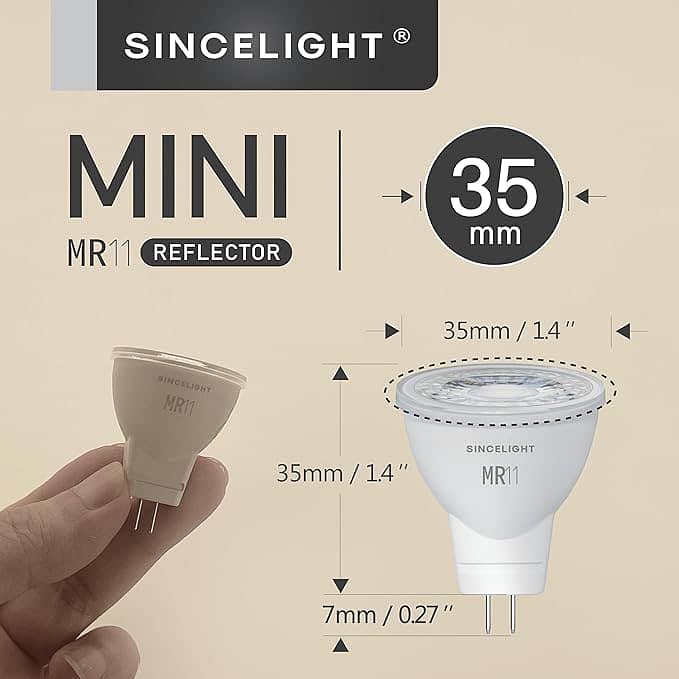 SINCELIGHT MR11 GU4 12V LED Small Spotlight Bulb Ø35mm Reflector, 3W, 2