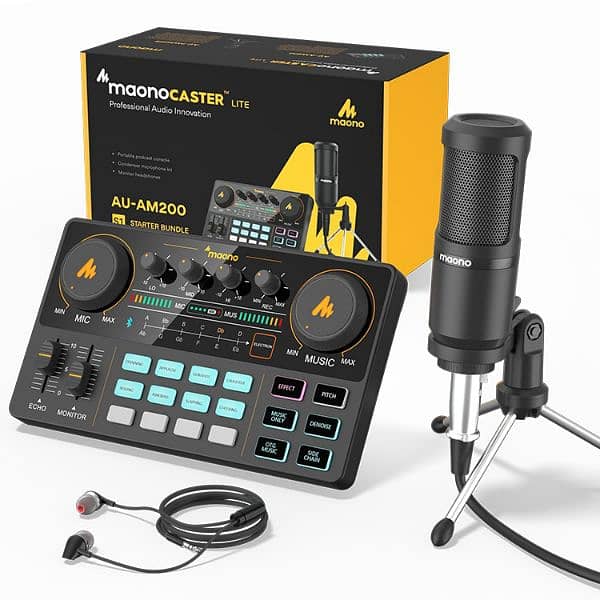 Maonocaster Lite, Sound Card / Audio Interface, Mixer/ Podcast Bundle 6