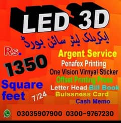 Signboard LED 3D Panaflex Printing fiting service advertising