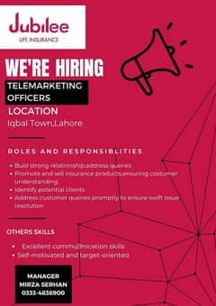 We are hiring SE sale executive in jubilee life 0