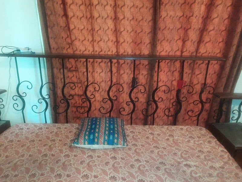 double wooden bed with side tables 2