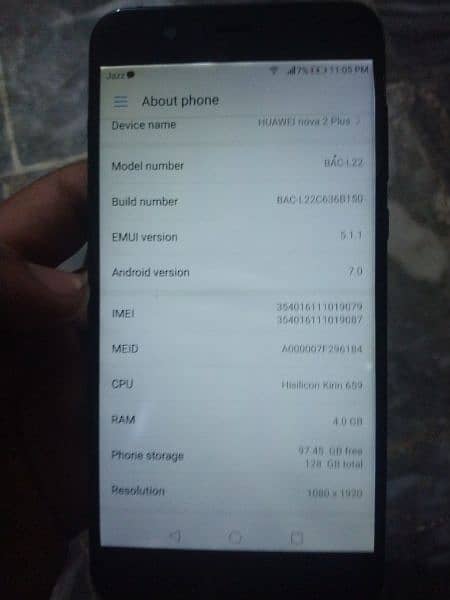 Huawei nova 2 plus good condition all ok 4 128  dual sim 6