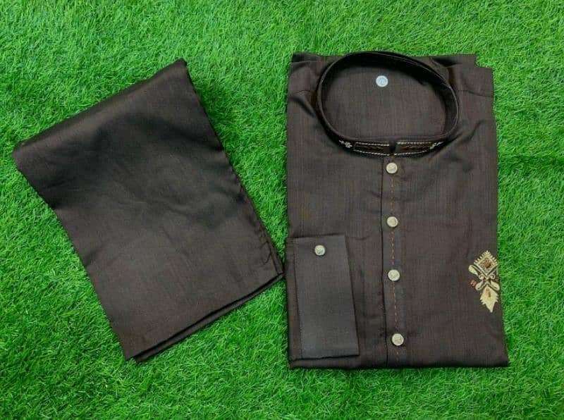 2 pcs Men stitched washed and wear Embroidered kurta pajama Size  M+L 1