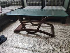 Sheesham Wooden Center table & 2  Side Tables With Top Glass 0