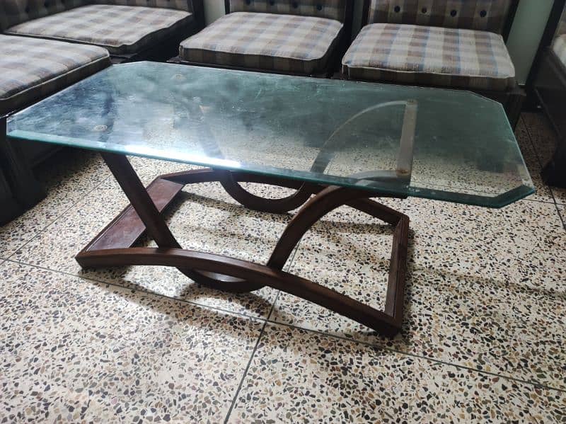 Sheesham Wooden Center table & 2  Side Tables With Top Glass 1