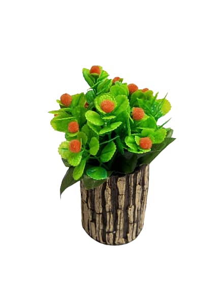 Artificial Plant with Red or Orange Beautiful Flowers and Leaves 2