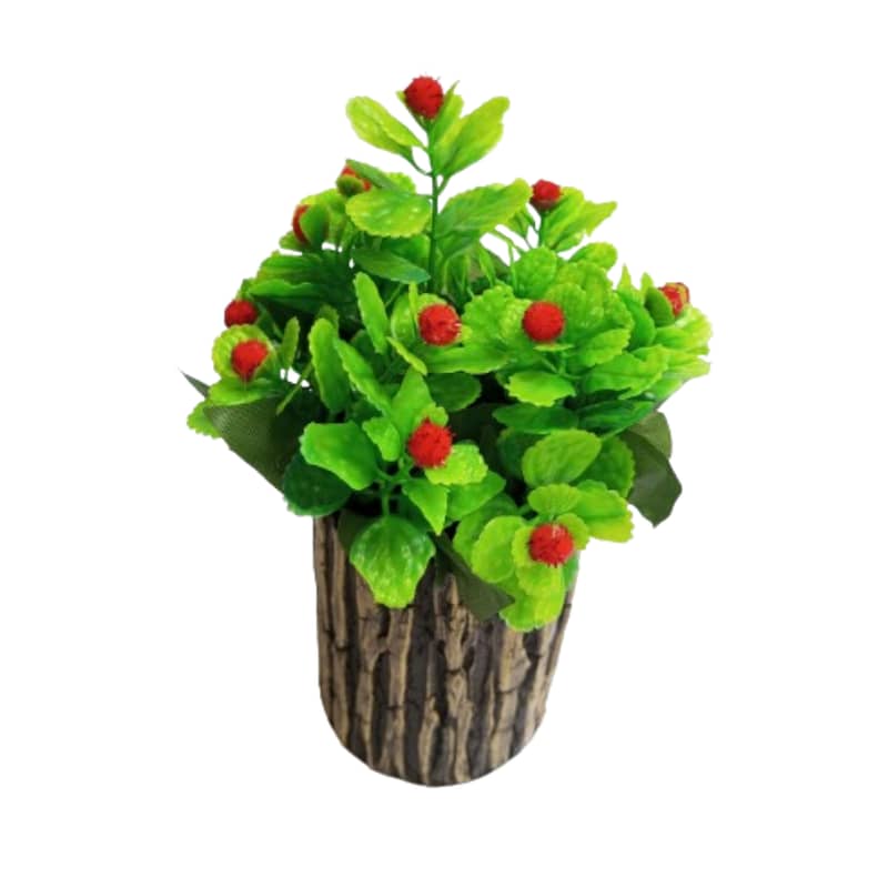 Artificial Plant with Red or Orange Beautiful Flowers and Leaves 3