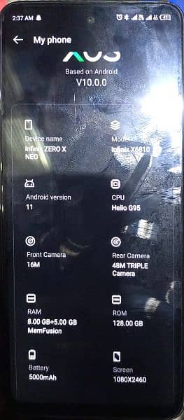 infinix zero x neo 60 x zoom all ok 8)128gb with box 3