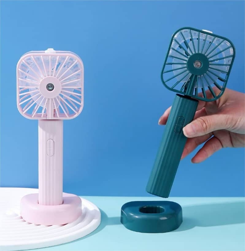 Mist Fan,Desk Fan,Humidifying air Cooler Foldable USB Rechargeable Fan 8