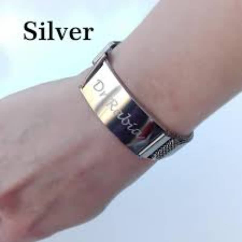 Magnetic Strap Customized Bracelet For Unisex Engrave Your Name Logo 0