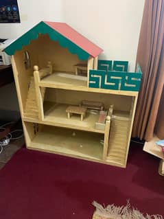 Wooden Doll House with Furniture