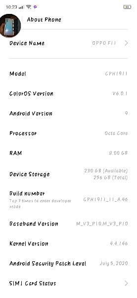 oppo f11 8GB Ram 256 Memory exchange possible 5