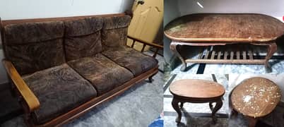 5 seater wooden sofa set (25,000)+ 3 tables (8,000) = 33,000