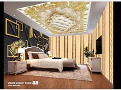 3D Luxury Room Wallpaper With Roof=03476189661