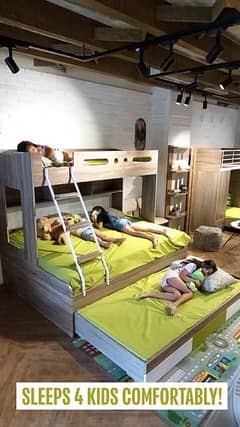 Kids Bed | Kid wooden bunker bed | Bunk Bed | 3 +4 IN 1 bed |