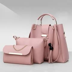 3 Pcs Women’s Leader Plain Hand Bag Set