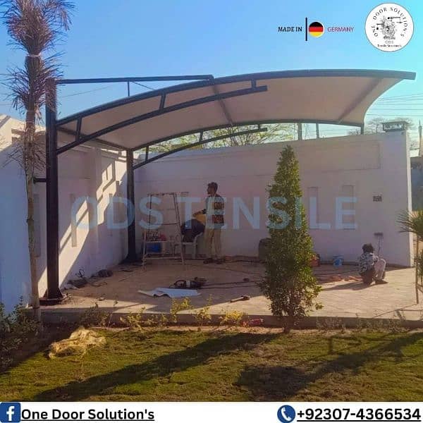 Cafe Roofing | Car Porch | Tensile Structure | Wall Mounted 7