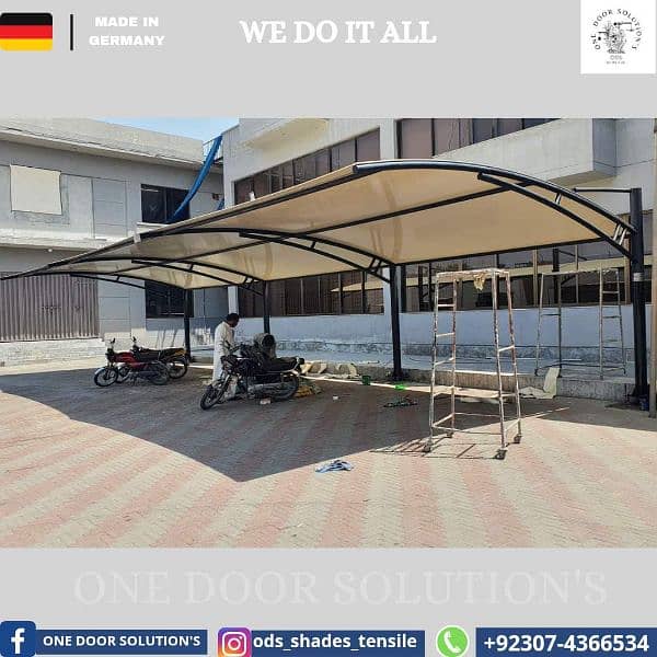 Cafe Roofing | Car Porch | Tensile Structure | Wall Mounted 9