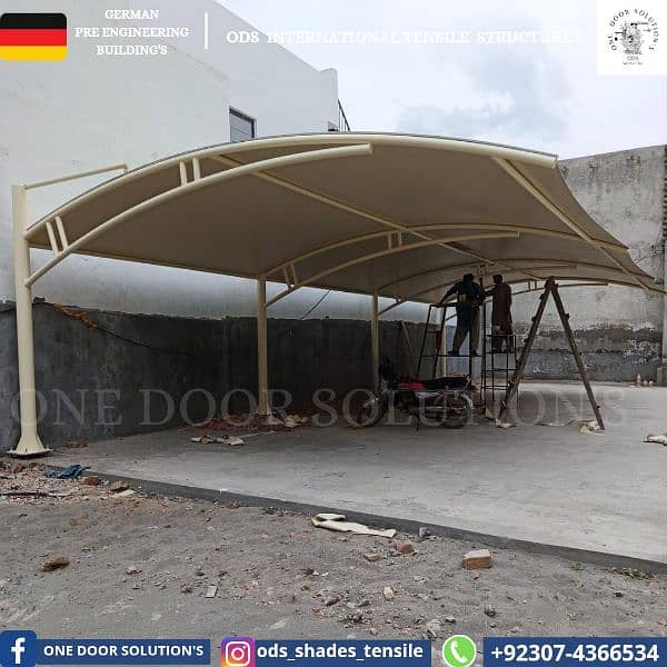 Cafe Roofing | Car Porch | Tensile Structure | Wall Mounted 10