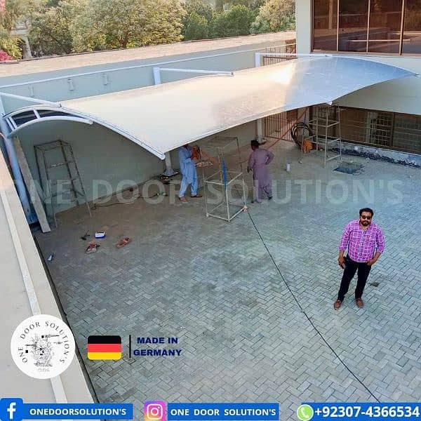 Cafe Roofing | Car Porch | Tensile Structure | Wall Mounted 17