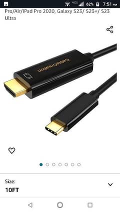 cablecreation type C to HDMI 4k 60hz 10ft long