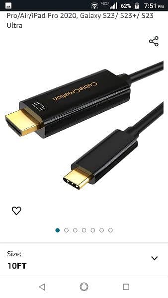 cablecreation type C to HDMI 4k 60hz 10ft long 0