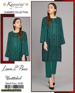 2 Pieces women's unstiched lawn suit