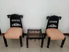 Diyar Wood Antique Style Muzafarabdi Bedroom Chairs set with table