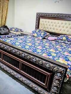 bed with mattress,Diwan,Almari,two bed side boxes