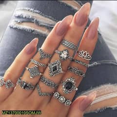 15 pcs trendy rings set for girls 0