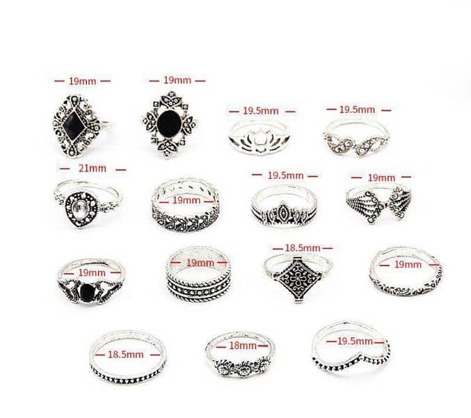 15 pcs trendy rings set for girls 1