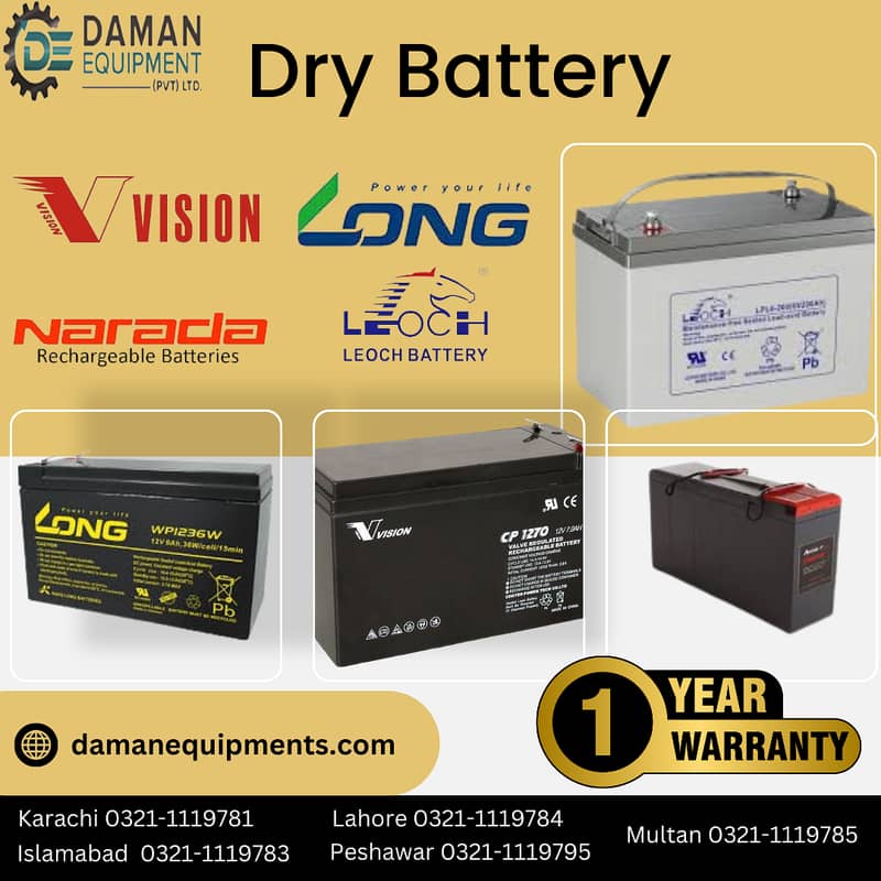 Long Dry Battery CP 12400F-X 40ah 0